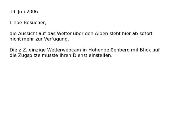 Betrieb der Wetterwebcam musste eingestellt werden.